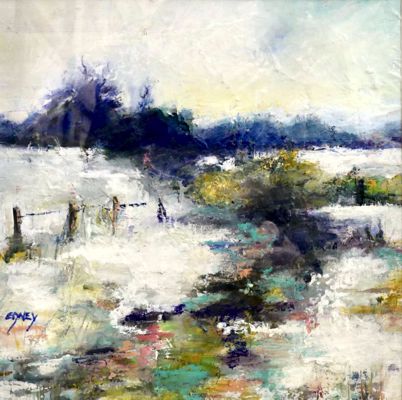'Quinbury with Snow' by Sandra Edney-Lynch - Oil and pastel.