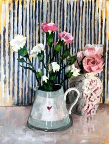 Pinks in a Vase by Fiona White (Ref: 130)