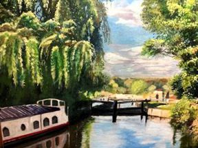 The Lock at Hartham by Fiona White (Ref: 131)