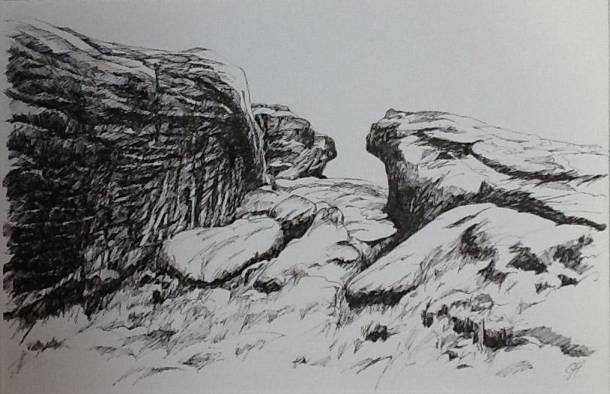 Mam Tor - pen and ink - 29 x 43cm