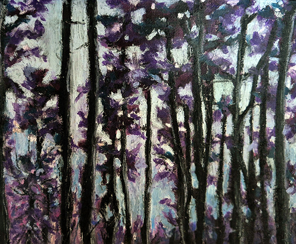 Forest Bathing - Oil paint and pastel on paper