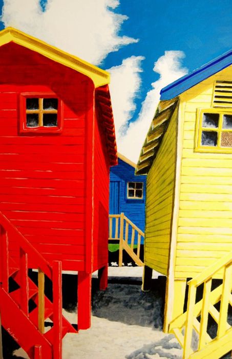 Beach huts - Acrylic - 50 x 70cm