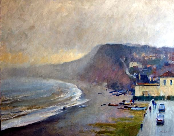 Drizzle, Budleigh Salterton - Oils - 76 x 60cm