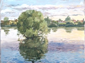 Lake in Lea Valley Park. Oil Sketch.